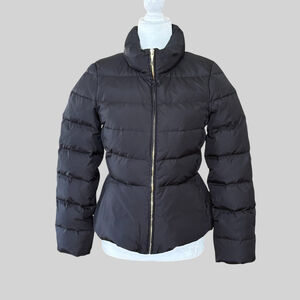 Kate Spade NY Black Down Filled Peplum Puffer Coat